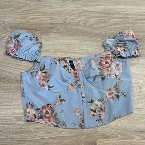 Baby blue floral corset top